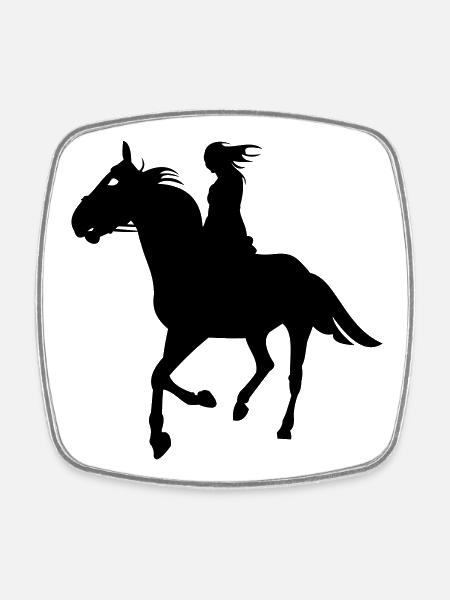 Chevaux, cheval, équitation, cheval, poney, - Magnet carré - blanc
