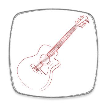 guitare - Magnet carré - blanc - Devant