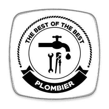 Plombier - Magnet carré - blanc - Devant