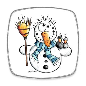 Drôle Bonhomme De Neige - Magnet carré - blanc - Devant