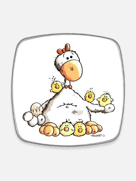 Drôle Poulet - Magnet carré - blanc