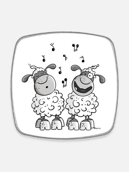 Moutons musicale - Magnet carré - blanc