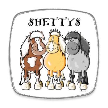 Trois poneys Shetland - Magnet carré - blanc - Devant