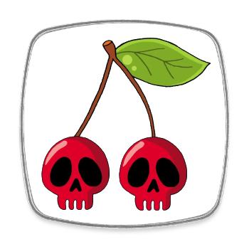 Tête de mort cerise - Magnet carré - blanc - Devant