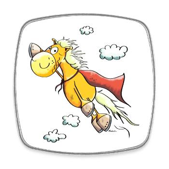 Super Horse - Square fridge magnet - white - Front