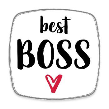 best Boss Herz Geschenk Chef - Viereckiger Kühlschrankmagnet - Weiß - Vorne
