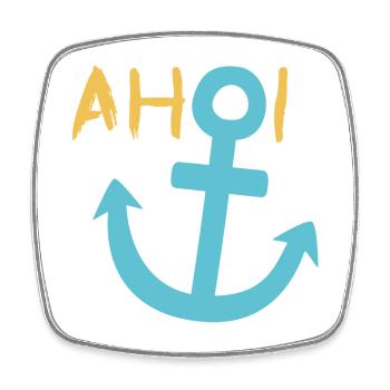 Ahoi Anker Meer Sommer Sonne Hafen See - Viereckiger Kühlschrankmagnet - Weiß - Vorne