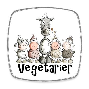 Vegetarier Wolf - Viereckiger Kühlschrankmagnet - Weiß - Vorne