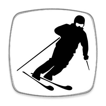 Skifahrer Silhouette – Motiv für Wintersportler - Viereckiger Kühlschrankmagnet - Weiß - Vorne