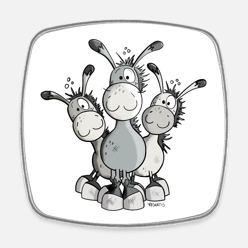 Mignon Âne Comique - Magnet carré - blanc