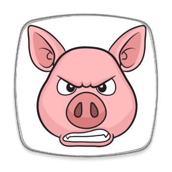 Angry Pig Cartoon Stare - Square fridge magnet - white - Front