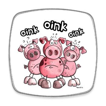 Das Schweine Team - Viereckiger Kühlschrankmagnet - Weiß - Vorne
