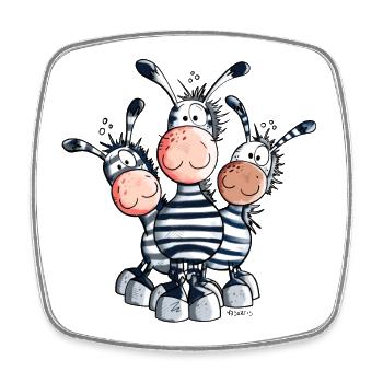 Süßes Zebra Trio - Viereckiger Kühlschrankmagnet - Weiß - Vorne