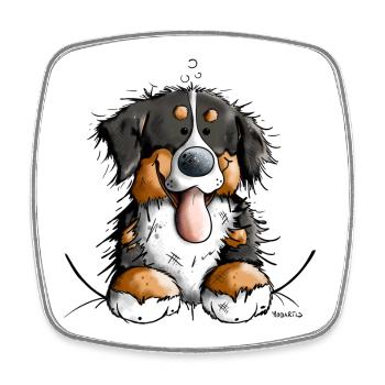 Happy Bernese Mountain Dog - Magnet carré - blanc - Devant