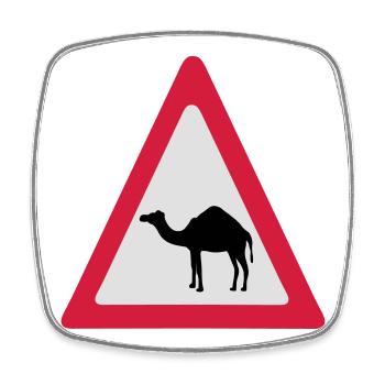 Caution Camel Traffic Sign - Square fridge magnet - white - Front