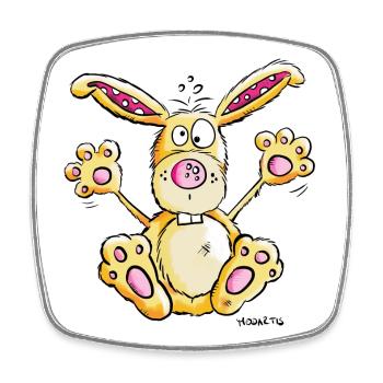 Happy Hase I Kaninchen Cartoon  - Viereckiger Kühlschrankmagnet - Weiß - Vorne