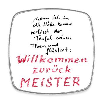 Willkommen zurück Meister - Viereckiger Kühlschrankmagnet - Weiß - Vorne