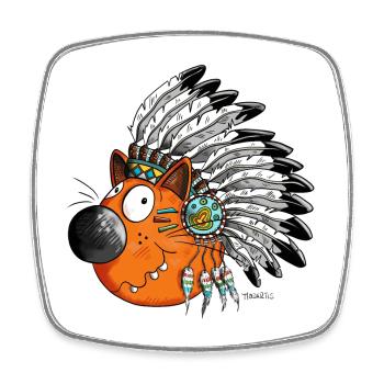 Indian Cat - Square fridge magnet - white - Front