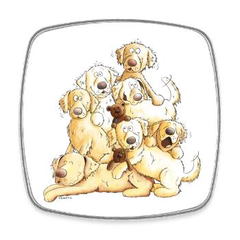 Golden Retriever Dog Puppy Comic Dog Gift - Square fridge magnet - white - Front