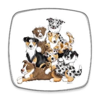 Tas de chien de berger australien I chiens australiens - Magnet carré - blanc - Devant