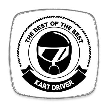 Go-Kart / Karting / Kart / Fahrer - Viereckiger Kühlschrankmagnet - Weiß - Vorne