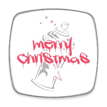 Graffiti Xmas Christmas Spray Can Hip Hop - Square fridge magnet - white - Front