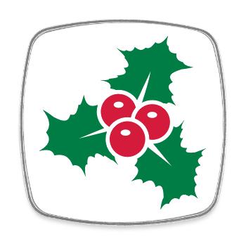 Holly leaves with red berries - Square fridge magnet - white - Front