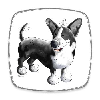 Welsh Corgi Cardigan - Viereckiger Kühlschrankmagnet - Weiß - Vorne