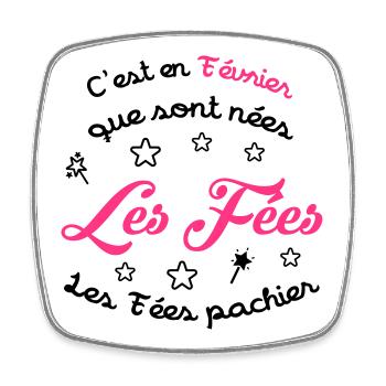 Fée / Fille / Reine / Naissance / Bébé / Février - Square fridge magnet - white - Front