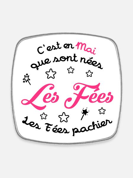 fille / fée / princesse / bébé - Magnet carré - blanc