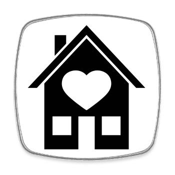 eigenheim haus herz symbol liebe gebaeude bauen wo - Viereckiger Kühlschrankmagnet - Weiß - Vorne