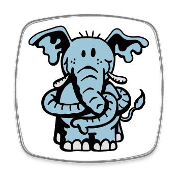 Big Elephant - Elephants - Cartoon - Gift - Square fridge magnet - white - Front