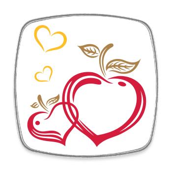 Two apples in heart shape, autumn, fruits, love. - Square fridge magnet - white - Front