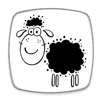 Wolliges Schaf - Schafe - Schäfchen - Comic - Viereckiger Kühlschrankmagnet - Weiß - Vorne