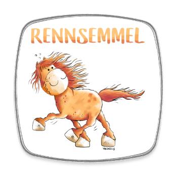 Rennsemmel Islandpferd - Isländer - Rennpass - Viereckiger Kühlschrankmagnet - Weiß - Vorne