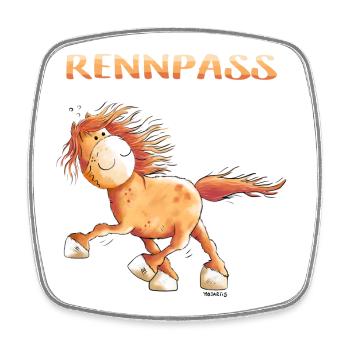 Rennpass Islandpferd - Comic - Fun - Viereckiger Kühlschrankmagnet - Weiß - Vorne