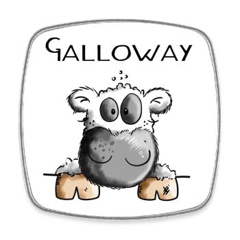 Galloway Rind - Kuh - Rinder - Kühe - Comic - Viereckiger Kühlschrankmagnet - Weiß - Vorne