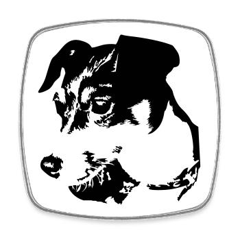 Jack Russell Terrier head - Square fridge magnet - white - Front