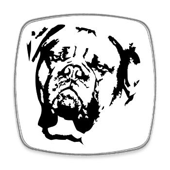 Tête Dogue de Bordeaux - Magnet carré - blanc - Devant