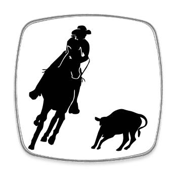 Pferdesport Westernreiten - Cutting - Viereckiger Kühlschrankmagnet - Weiß - Vorne
