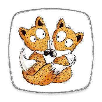 Fuchs Partner - Füchse - Team - Freundschaft - Viereckiger Kühlschrankmagnet - Weiß - Vorne