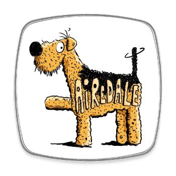 Kleiner Airedale Terrier - Hund - Hunde - Viereckiger Kühlschrankmagnet - Weiß - Vorne