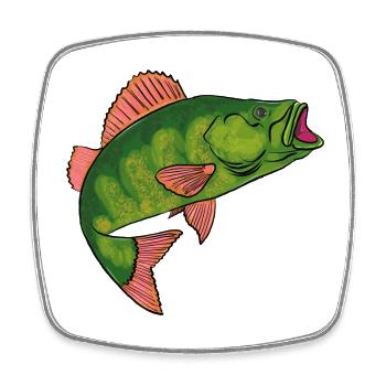 Grüner Fisch mit Pinken Flossen - Viereckiger Kühlschrankmagnet - Weiß - Vorne