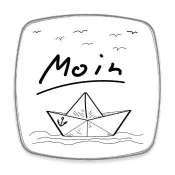 Moin Papierschiff Hamburg Meer Küste Kreuzfahrt - Viereckiger Kühlschrankmagnet - Weiß - Vorne