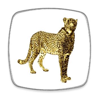 Leopard Goldene Graffiti Kunst - Viereckiger Kühlschrankmagnet - Weiß - Vorne
