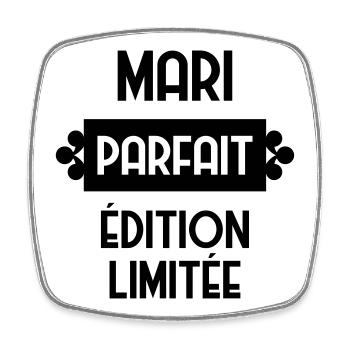 Mari - Chéri - Amour - Saint-Valentin - Love - Square fridge magnet - white - Front
