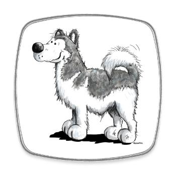 Alakan Malamute - Husky - Hund - Comic - Viereckiger Kühlschrankmagnet - Weiß - Vorne
