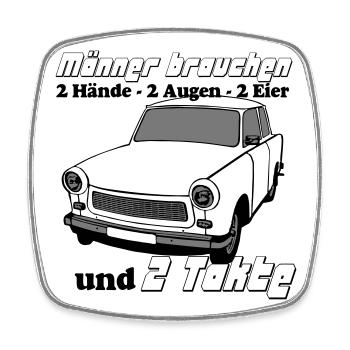  , DDR , 2 Hände 2 Augen 2 Eier 2 Takte (25 - Viereckiger Kühlschrankmagnet - Weiß - Vorne
