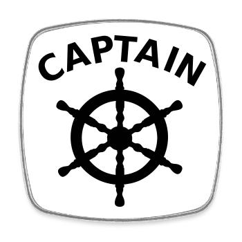 Captain Nautical Ship's Wheel - Square fridge magnet - white - Front