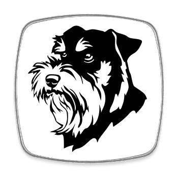 Schnauzer head - Square fridge magnet - white - Front